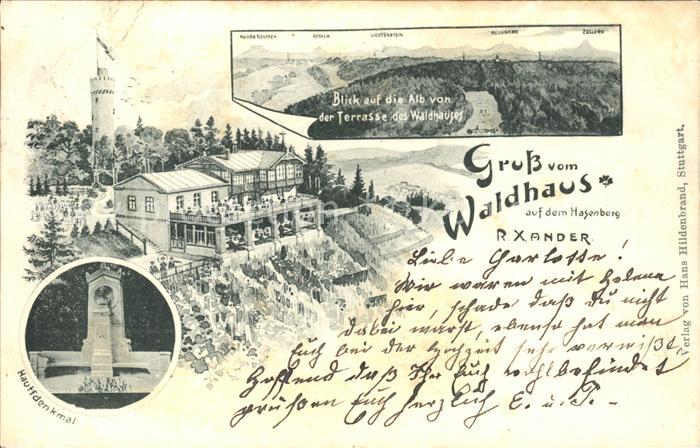 Stuttgart Waldhaus auf Hasenberg Blich Alb von Terrasse Huaffdenkmal