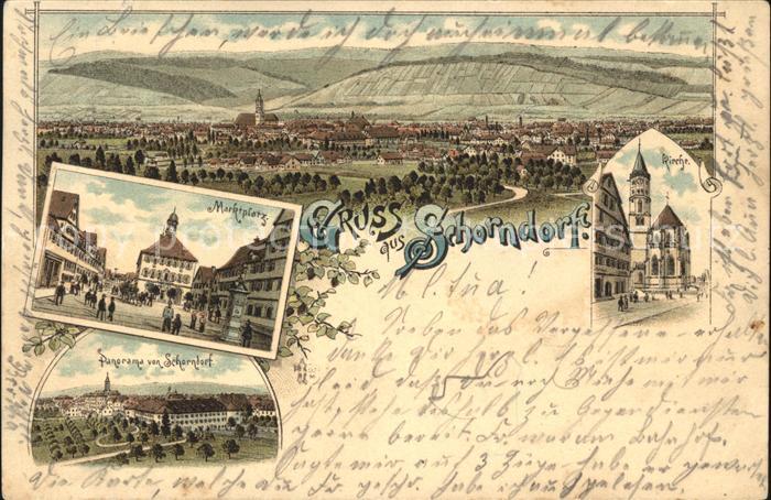 Schorndorf Wuerttemberg Marktplatz Panorama Kirche