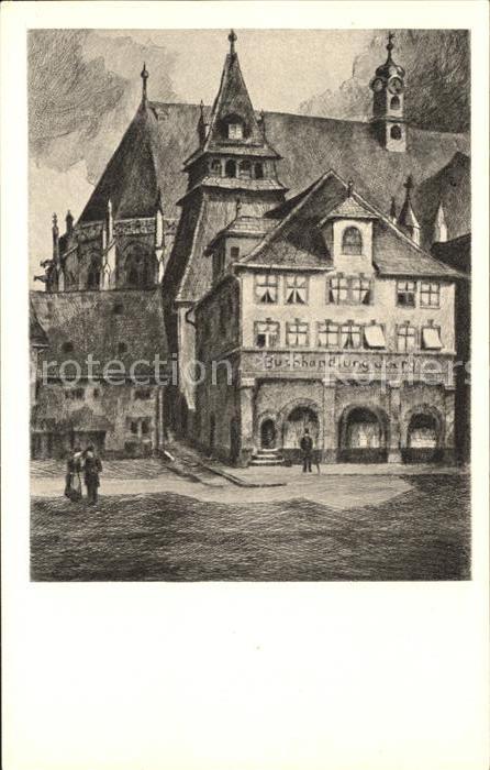 Schwaebisch Gmuend Buchhandlung Joerg Radierung W. Romberg