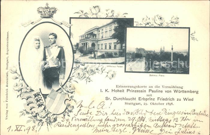 Stuttgart Schloss Platz Wilhelms Palast I.K. Hoheit Prinzessin Pauline von Wuert