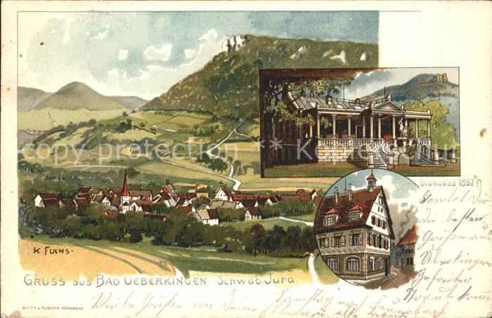 Bad ueberkingen Dianabad Kuenstlerkarte