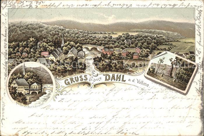 Dahl Hagen Litho Gasthof zur Post Kaiser Friedrich Denkmal