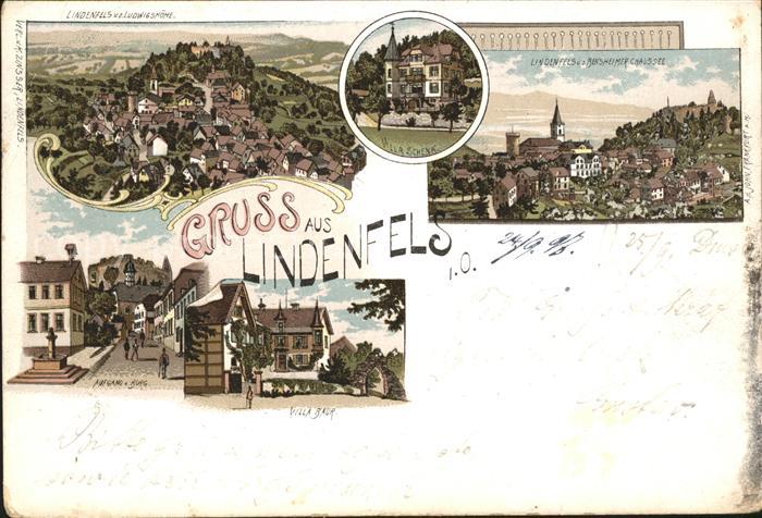Lindenfels Odenwald Litho Burgaufgang Villa Schenk