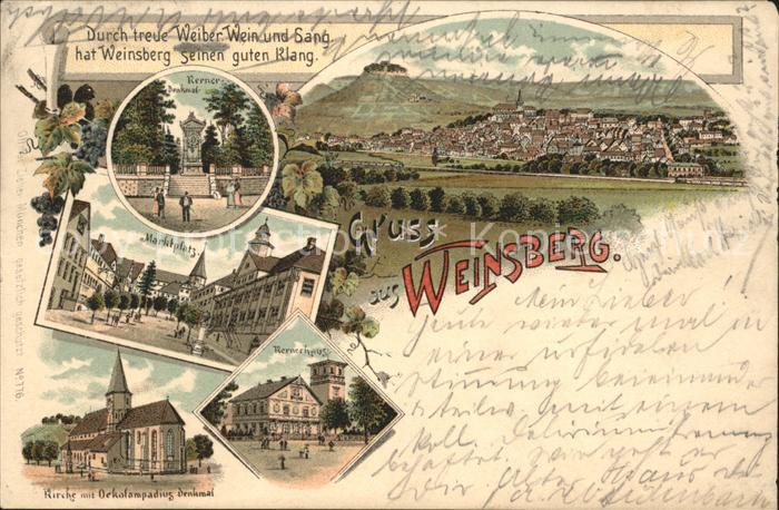 Weinsberg Marktplatz Kirche Kerner Denkmal