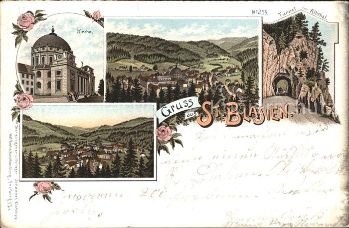 St Blasien Tunnel im Albtal Kirche Litho