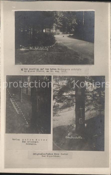 Lautenbach Renchtal Sterbstelle Der Anschlag auf das Leben Erzbergers erfolgte a