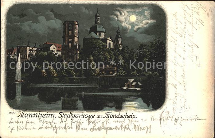 Mannheim Stadtparkseee bei Mondschein