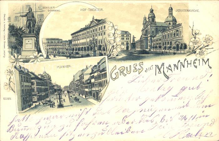 Mannheim Hof-Theater Schiller-Denkmal Planken