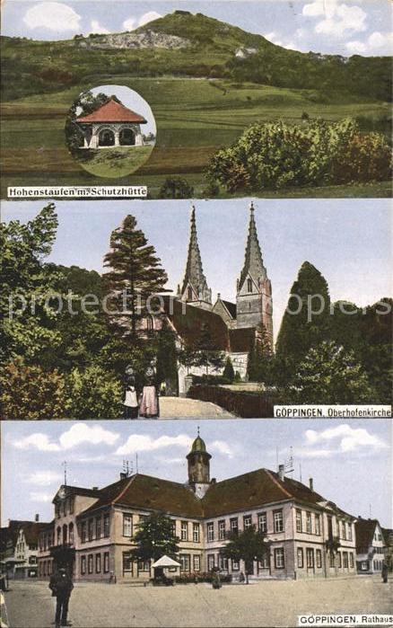 Goeppingen Hohenstaufen mit Schutzhuette Rathaus
