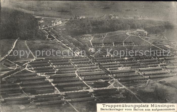 Muensingen Truppenuebungsplatz Barackenlage vom Ballon aus gesehen