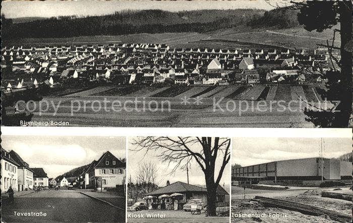 Blumberg Baden Tevestrasse Kiosk Winter Taschentuch-Fabrik