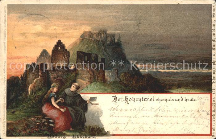 Hohentwiel ehemals und heute Kuenstlerkarte