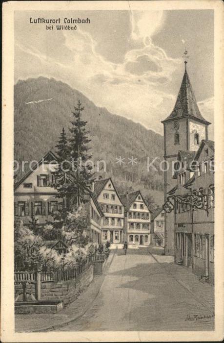 Calmbach Enz bei Wildbad Kuenstlerkarte Dorfpartie