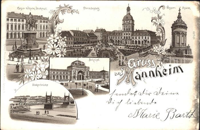Mannheim Paradeplatz Kaiser Wilhelm Denkmal Neckarbruecke