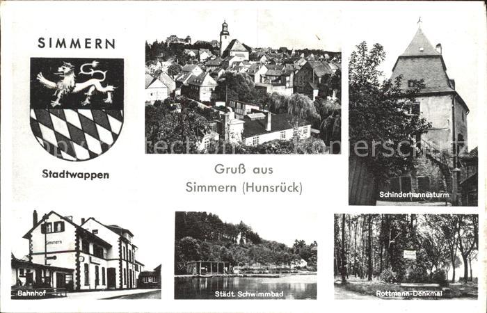Simmern Hunsrueck Stadtwappen Schinderhannesturm Rottmann-Denkmal Bahnhof Schwim