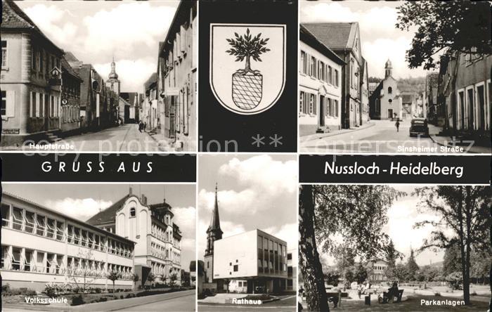 Nussloch Hauptstrasse Sinsheimer Strasse Parkanlagen Volksschule Rathaus