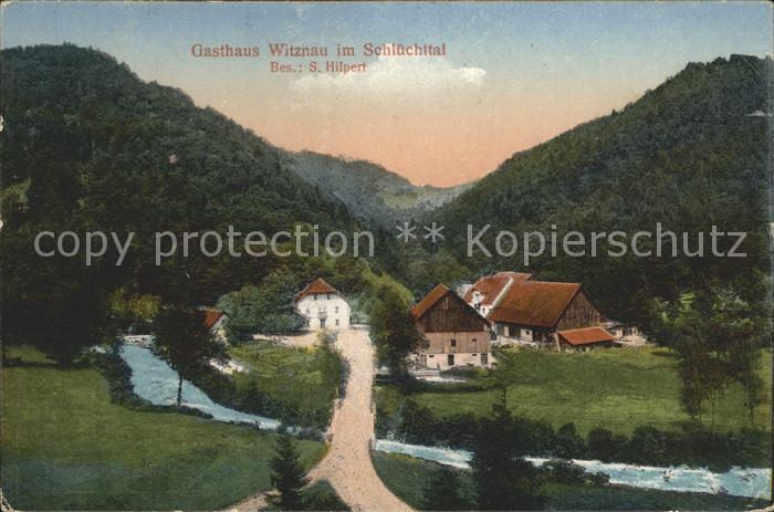 Schluechttal Gasthaus Witznau Litho Bahnpost