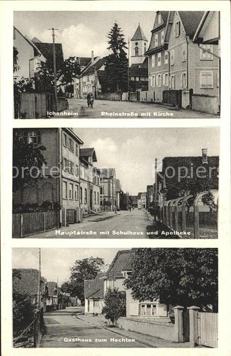 Ichenheim Rheinstrasse Kirche Hauptstrasse Schulhaus Apotheke