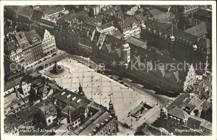Leipzig Fliegeraufnahme Markt mit Altem Rathaus
