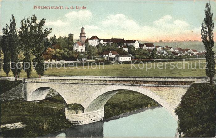 Neuenstadt Kocher a.d. Linde Bruecke Litho