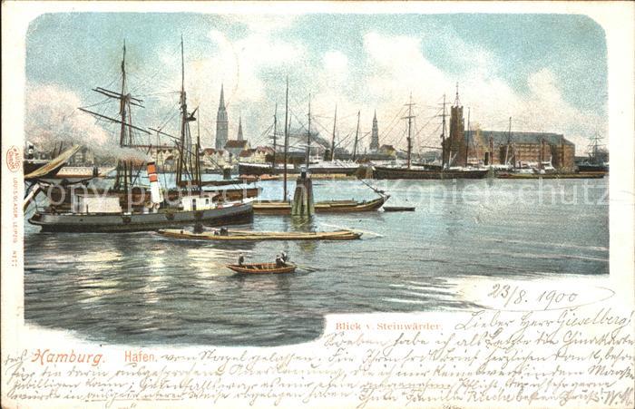 Hamburg Hafen Blick Steinwaerder