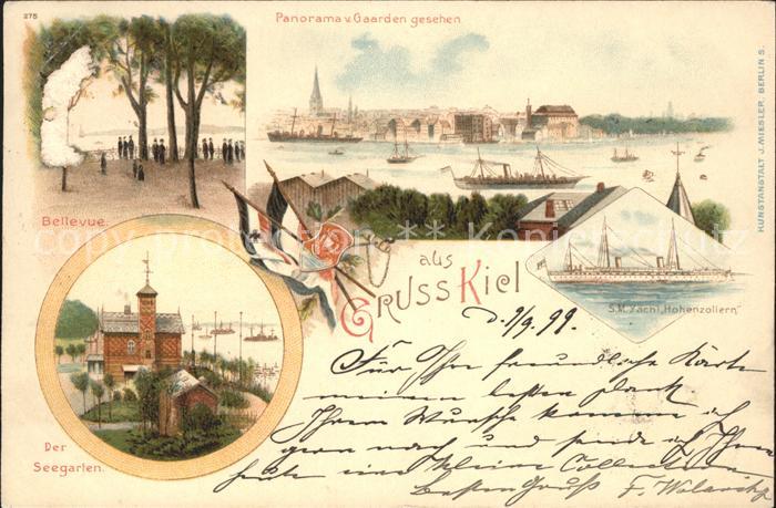 Kiel Panorama Gaarden Bellevue Seegarten Yacht Hohenzollern