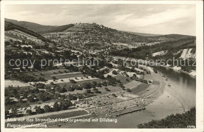 Neckargemuend Fliegeraufnahme Blick auf das Strandbad Dilsberg