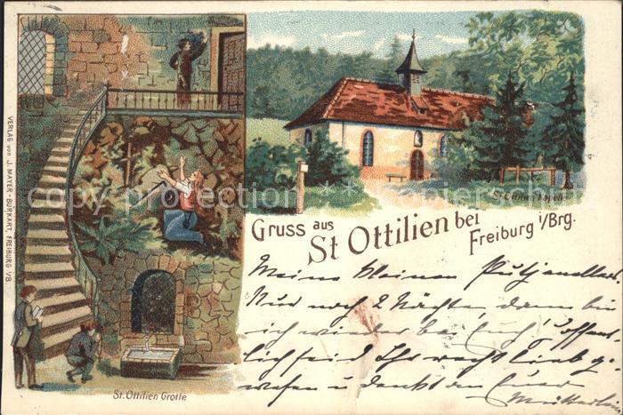 Freiburg Breisgau St. Ottilien Kapelle Grotte Litho