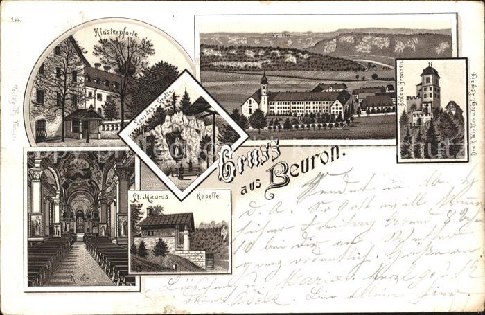 Beuron Donautal Litho Kloesterpartie Schloss Bronnen St. Maurus Kapelle Kirche