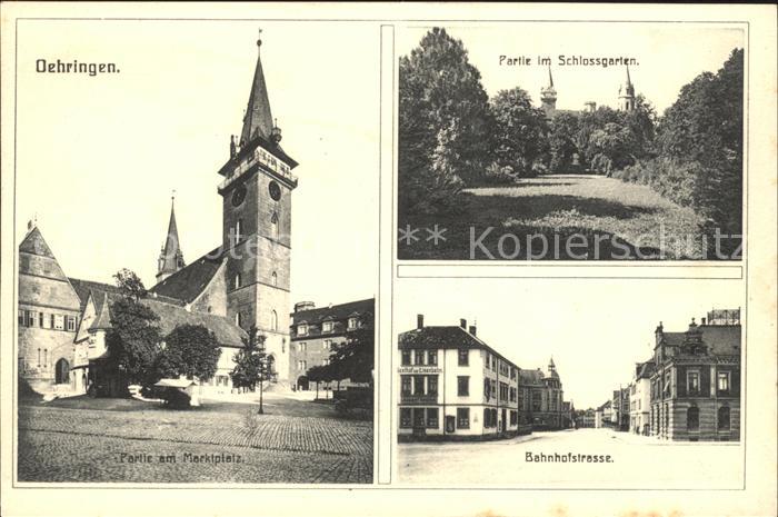 oehringen Hohenlohe Partie im Schlossgarten Bahnhofstrasse Marktplatz
