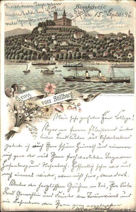 Blankenese Hamburg Suellberg Schloss Dampfer Litho