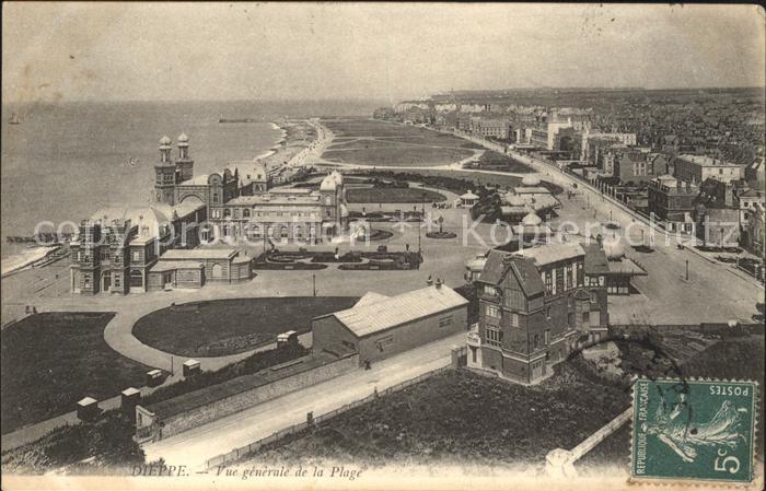 Dieppe 76 Vue generale de la plage Stempel auf AK