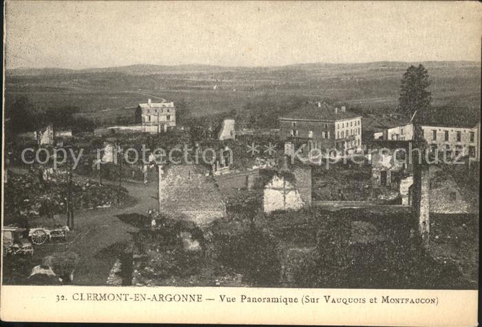 Clermont-en-Argonne Vue sur Vauquois et Montfaucon Ruines G