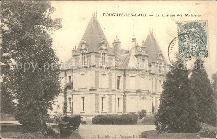 Pougues-les-Eaux Chateau des Metairies Stempel auf AK