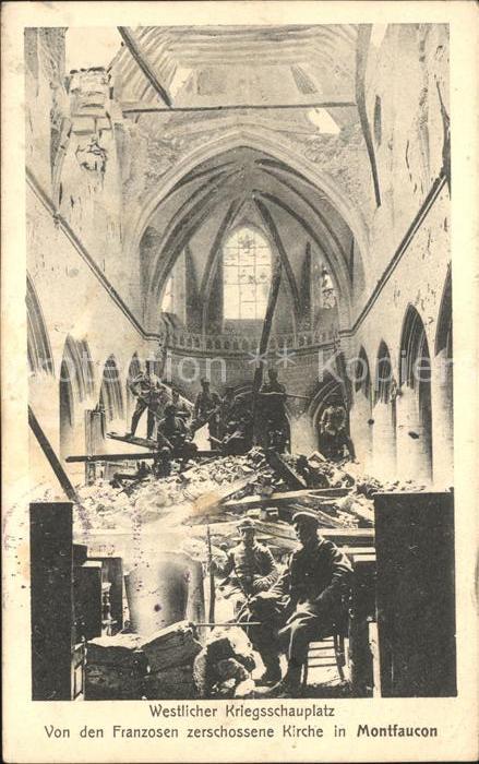 Montfaucon-d Argonne zerschossene Kirche Westlicher Kriegssc