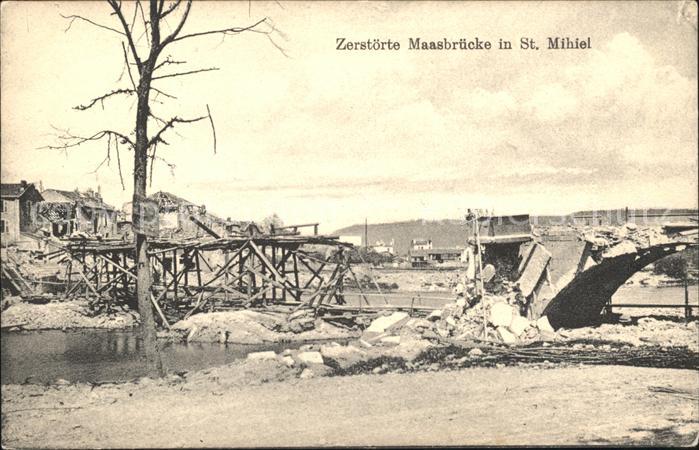 Saint-Mihiel Zerstörte Maasbrücke 1. Weltkrieg Westl