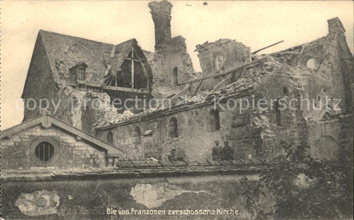 Cernay-les-Reims von Franzosen zerschossene Kirche Trümm