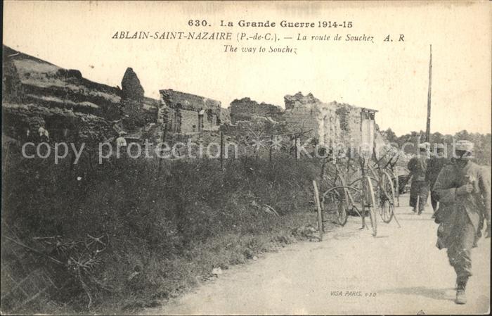 Ablain-Saint-Nazaire Route de Souchez Ruines Grande Guerre T