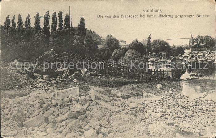 Conflans-en-Jarnisy Von Franzosen gesprengte Brücke Trümmer