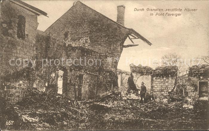 Pont Faverger Durch Granaten zerstörte Häuser Trümmer