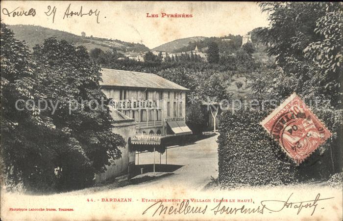 Barbazan Etablissement et Village Stempel auf AK