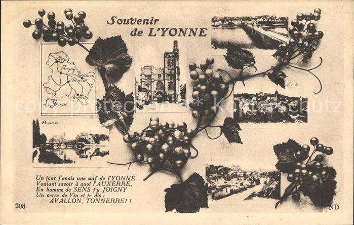Avallon Souvenir de l'Yonne Vigne Stempel auf A