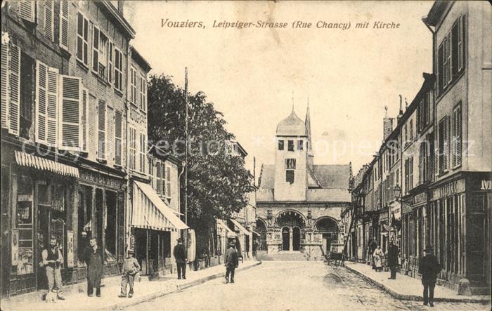 Vouziers Leipziger Strasse mit Kirche Rue Chancy