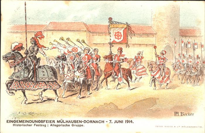 Dornach Elsass Historischer Festzug Allegorische Grupp