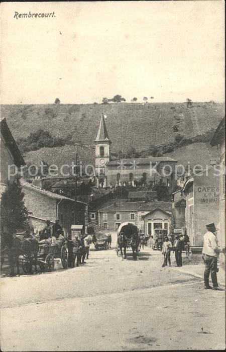 Rembercourt-sur-Mad Strassenpartie Kirche Pferdefuhrwerk