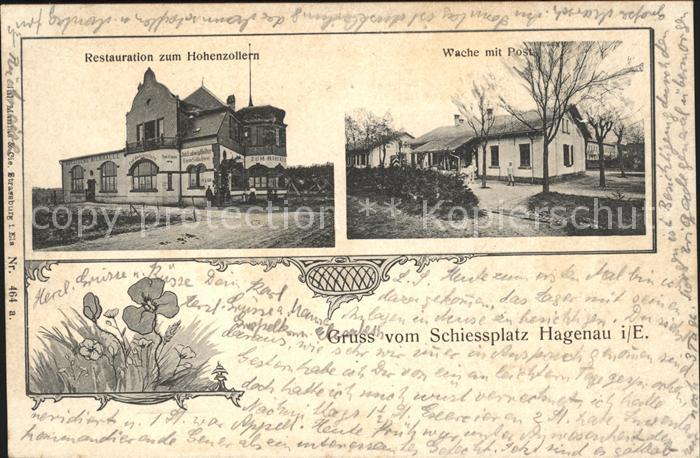 Hagenau Elsass Restauration zum Hohenzollern Wache mit Post Schiessplatz Truppen