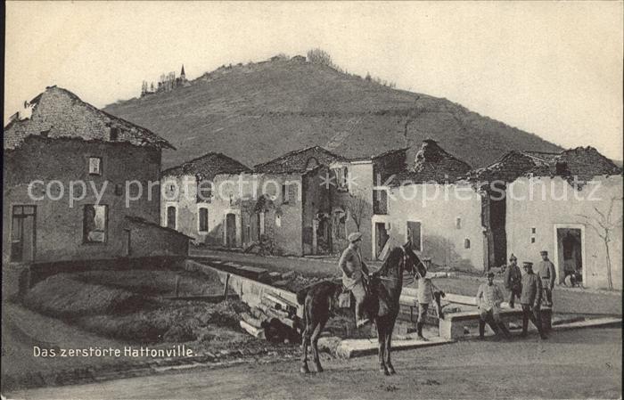 Hattonville Hattonchatel Zerst?rte Stadt Soldat zu Pferd Tr?mmer