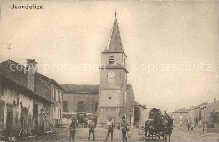 Jeandelize Partie an der Kirche Pferdefuhrwerk