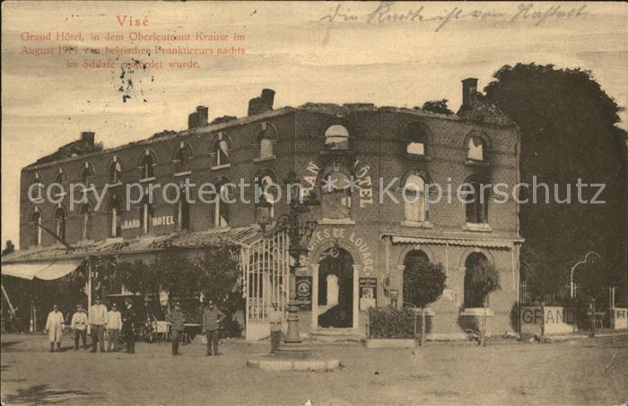 Vise Grand Hotel Ermordung von Oberleutnant Krause 1. Weltkrieg
