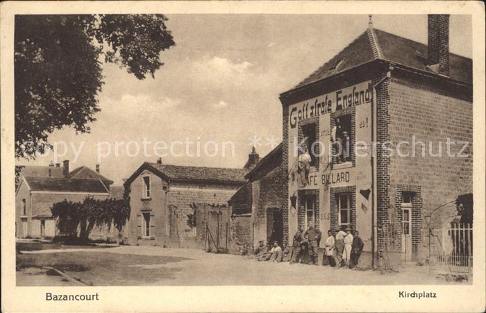Bazancourt Marne Kirchplatz Kriegserinnerungskarte